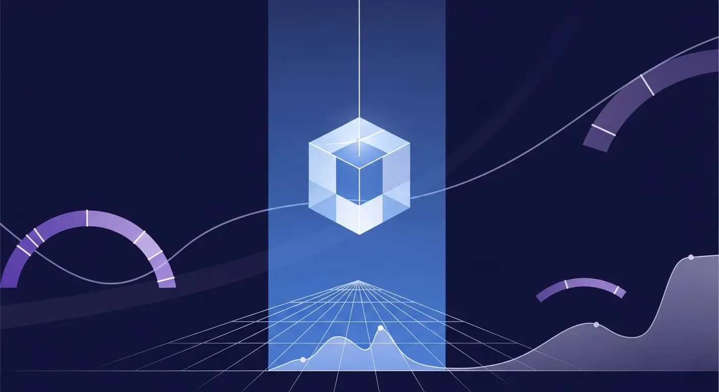 What a 409A Valuation Actually Is — A single translucent glass cube suspended in a beam of cool