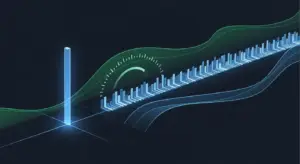 acv-vs-arr-new-hero - SaasCEO.com - SaasCEO.com Futuristic data visualization with a glowing blue vertical bar, a circular gauge, and blue waveform lines on a dark background.",