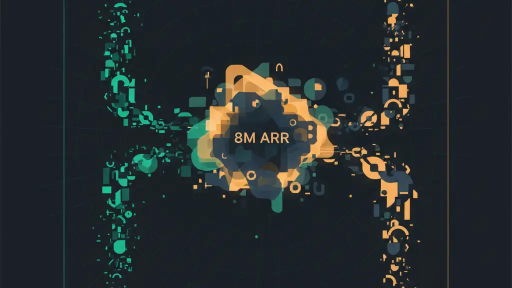 arpu-hero-2 - SaasCEO.com Abstract visualization of an ARPU calculation reconciling MRR, accounts, and seats for an 8 million dollar ARR SaaS company