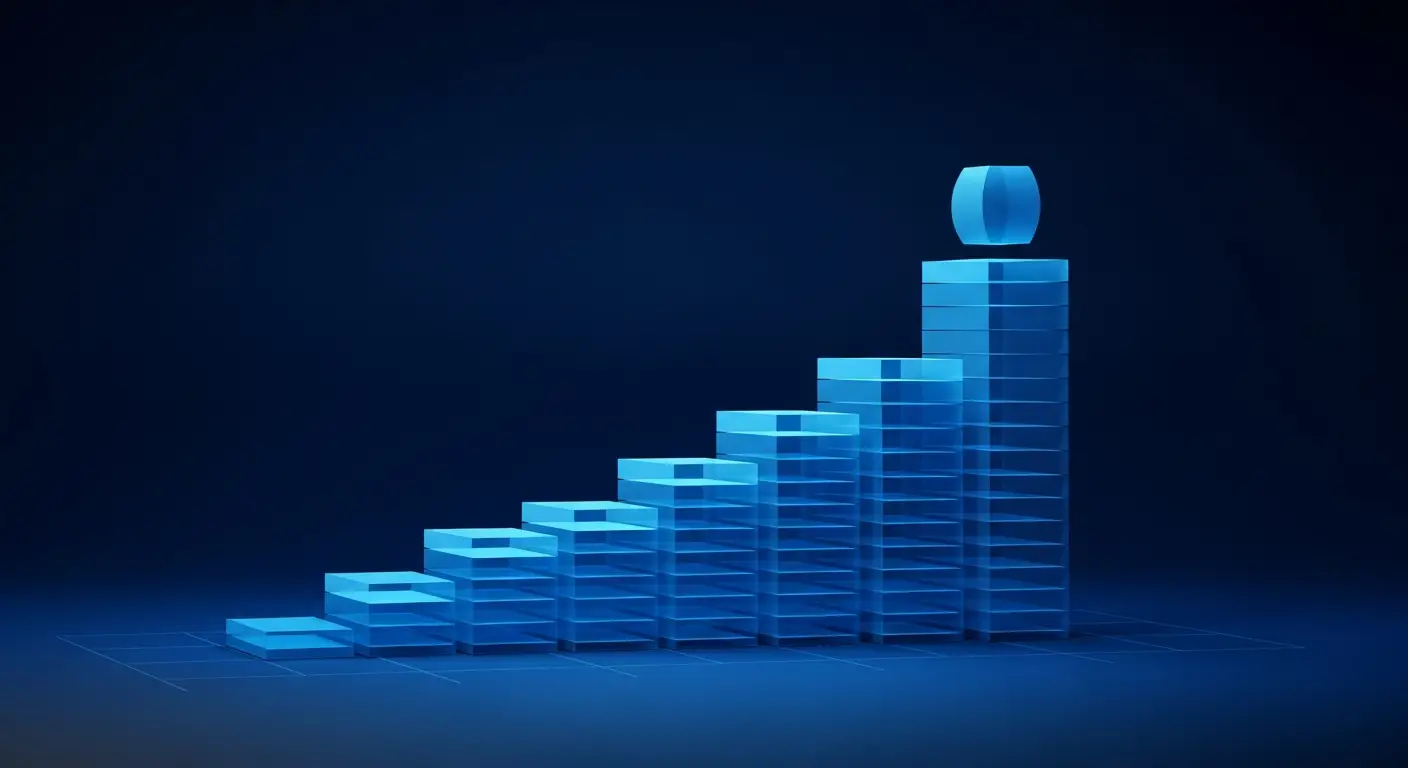 arr-in-saas-supp4-hero - SaasCEO.com How To Calculate ARR — ascending stacked layers building an ARR figure step by step
