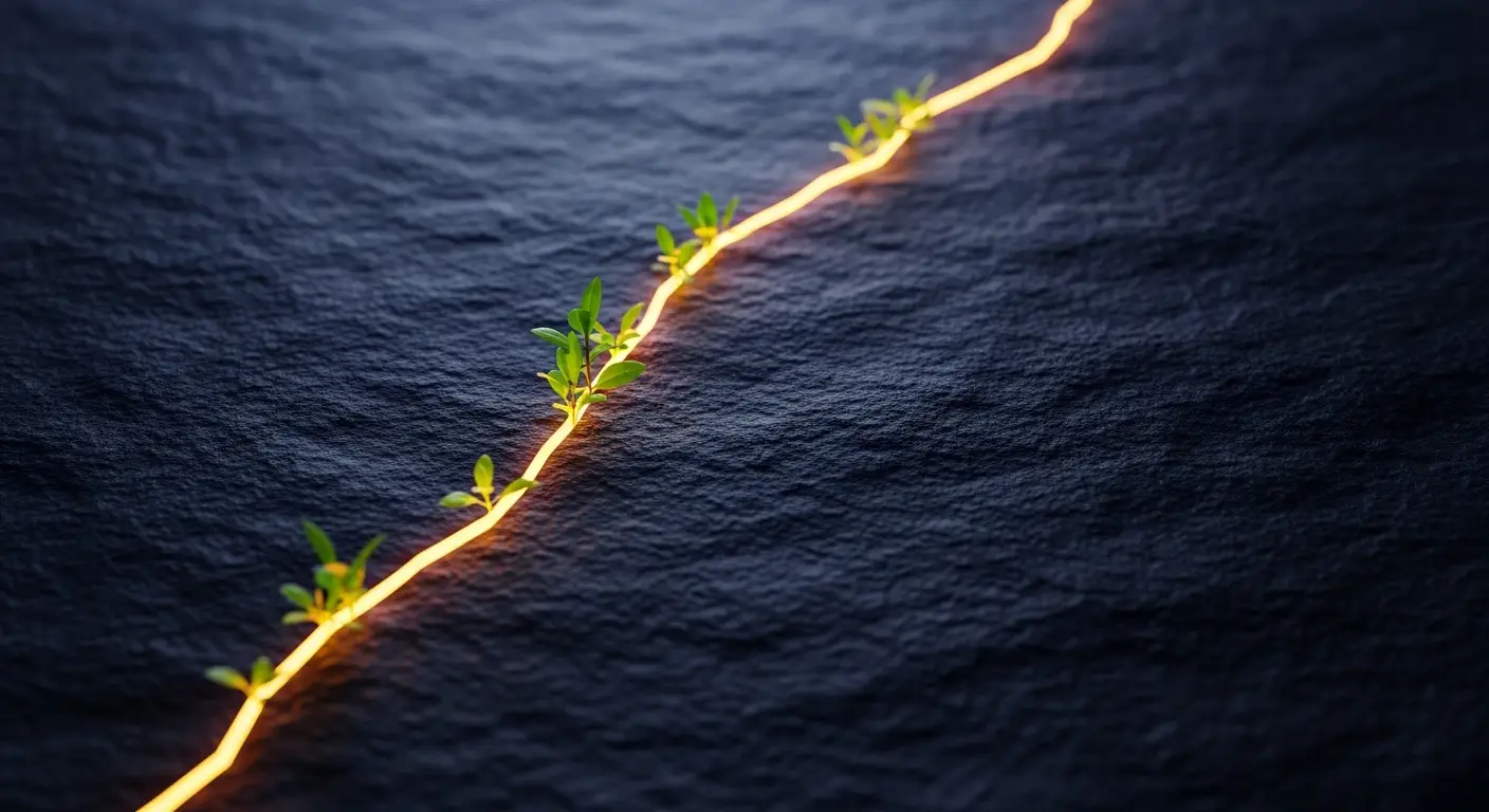 arr-in-saas-supp6-hero - SaasCEO.com ARR Mistakes To Avoid — light and new growth breaking through a cracked surface