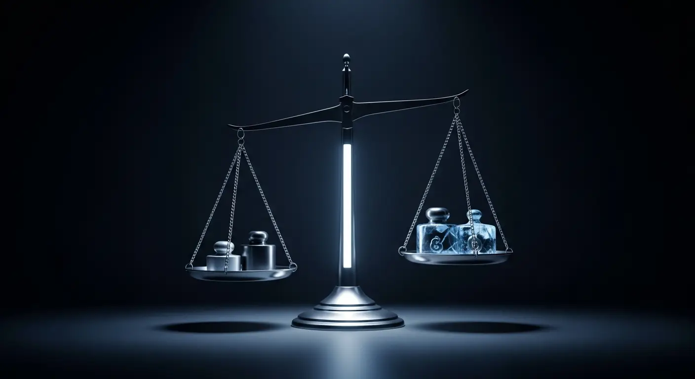 arr-vs-revenue-hero-3 - SaasCEO.com Five Common ARR vs Revenue Confusions That Cost Real Money — A balanced scale with weighted objects on each side suggesting tension between competing measurements