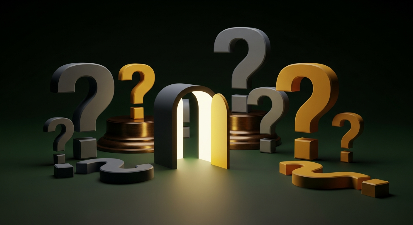 cap-table-hero-2 - SaasCEO.com Frequently Asked Questions — A collection of stylized question mark symbols, some subtly