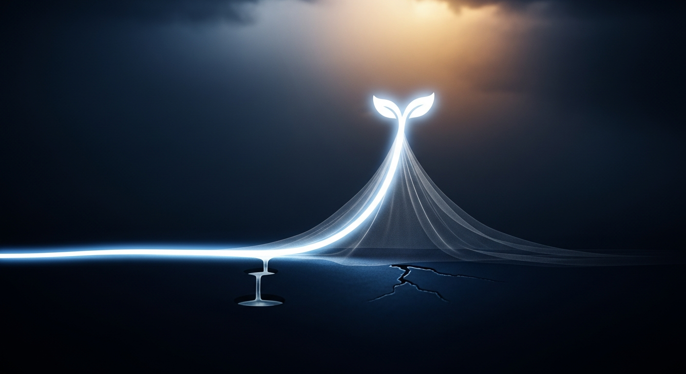 compound-annual-growth-rate-hero-3 - SaasCEO.com What CAGR Hides Beneath the Smoothed Line — a single bright smooth growth curve on a dark navy field wit