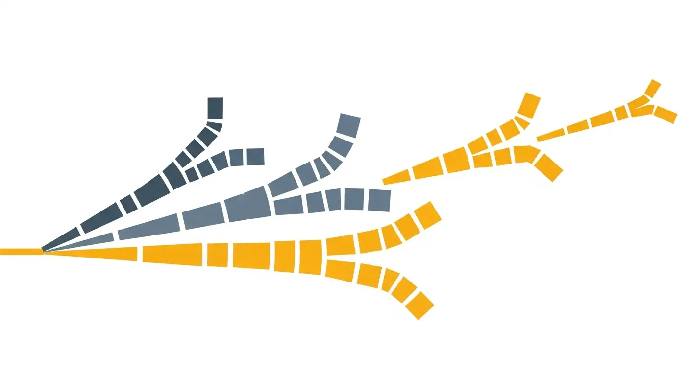customer-onboarding-best-practices-supp-26420-replace - SaasCEO.com Segment the Onboarding Playbook by ICP — three distinct, segmented data pathways, each with unique progression patterns, emerging from a common origin point and diverging, rendered in slate and saffron