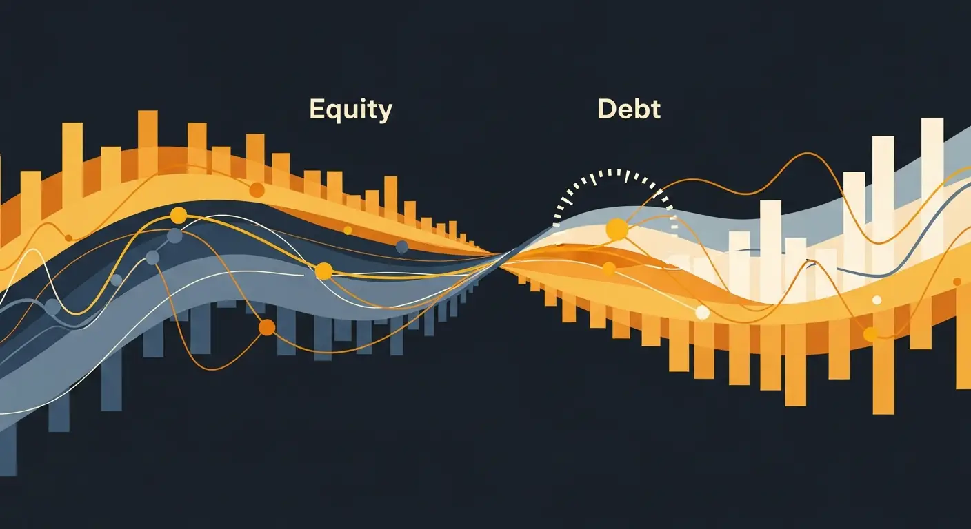 discount-rate-for-dcf-hero-1 - SaasCEO.com Where the Discount Rate Comes From: WACC and Cost of Equity — Two distinct, proportionally sized data streams, one represe