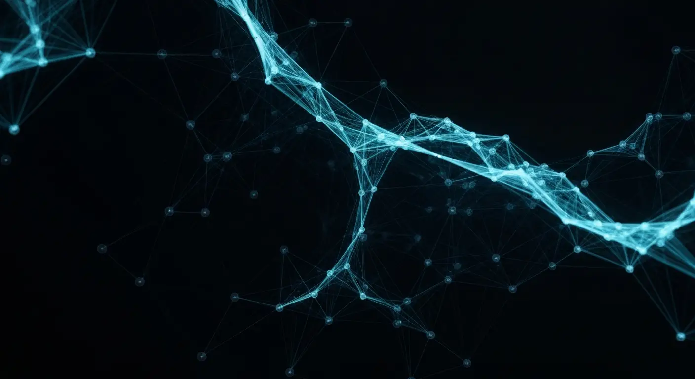 enterprise-saas-sales-supp-25572-replace - SaasCEO.com Building Toward Exit: Why Enterprise SaaS Sales Matters at the Sale — Interconnected nodes and flowing curves on a dark background