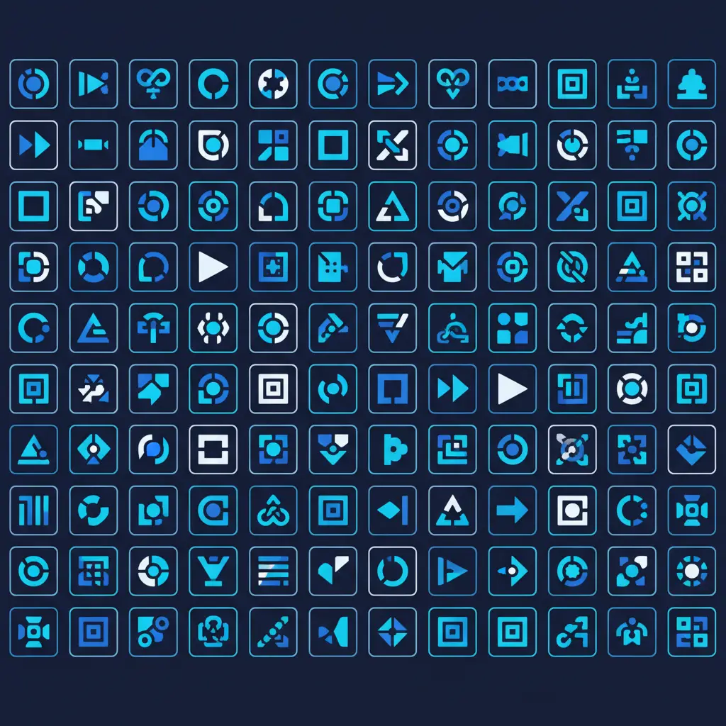 hero-investment-memo-7 - SaasCEO.com 9. Frequently Asked Questions — Organized rows of abstract icons with subtle color variation