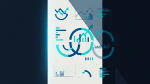 hero-investment-memo-8 - SaasCEO.com Abstract blue data analytics illustration featuring charts, rings, and bars.