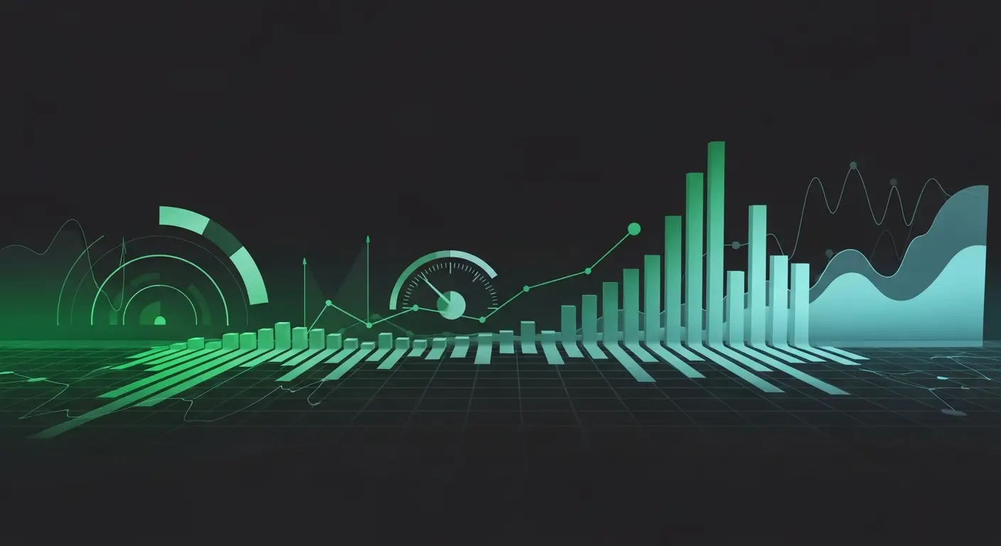 hero-product-management-2 - SaasCEO.com Product Quality: The Hidden Growth Constraint — Ascending gradient bars and subtle grid lines forming an abs