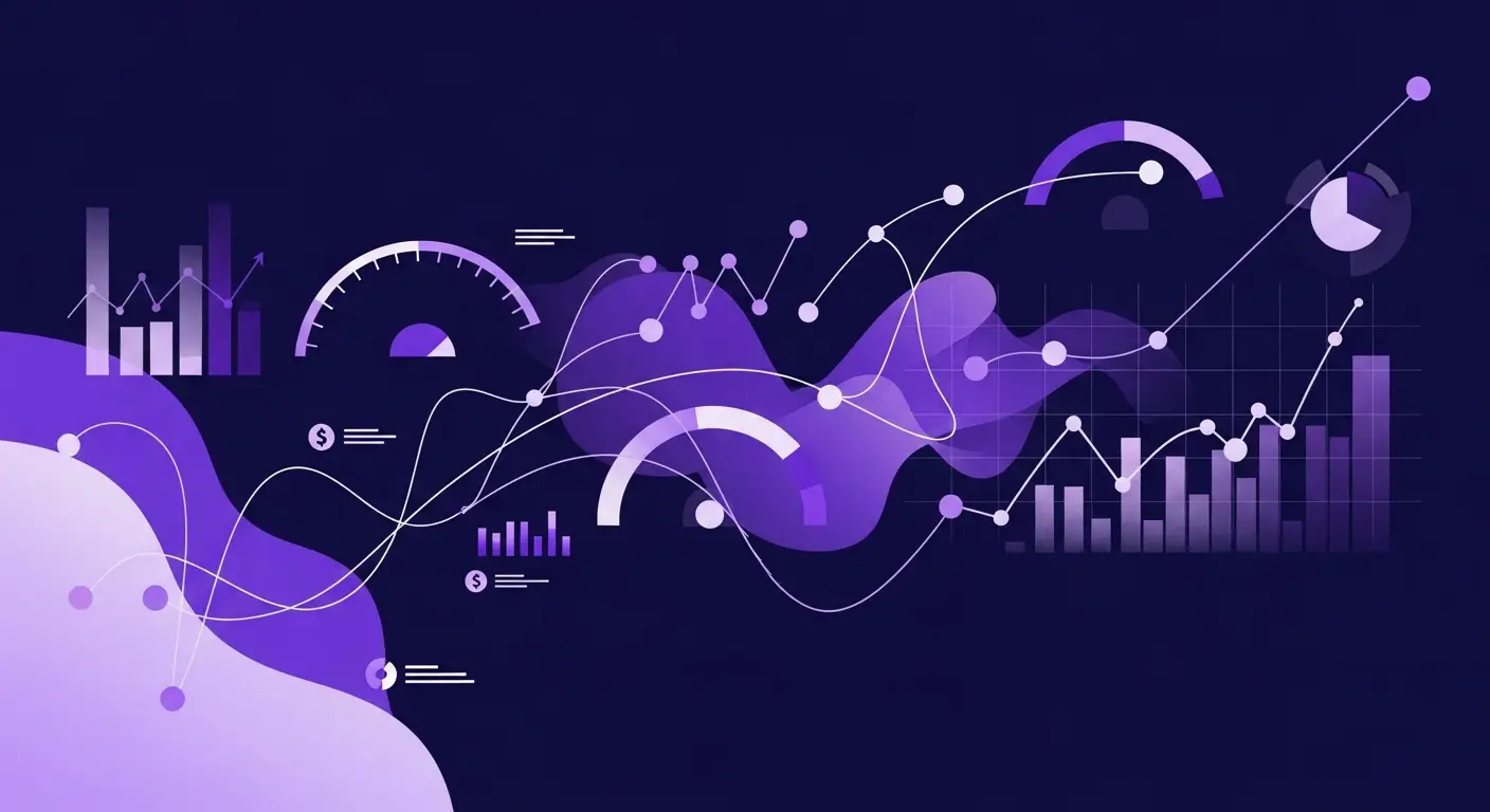 hero-saas-customer-success-metric-1 - SaasCEO.com FAQ: SaaS Customer Success Metrics — Interconnected nodes and flowing curves on a dark background