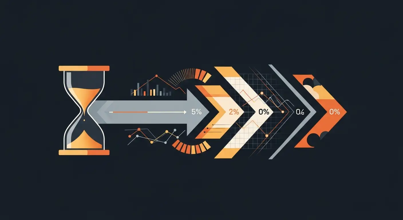 hero-saas-exit-strategy-1 - SaasCEO.com SaaS exit timeline — layered hourglass or timeline arrow showing distinct phases
