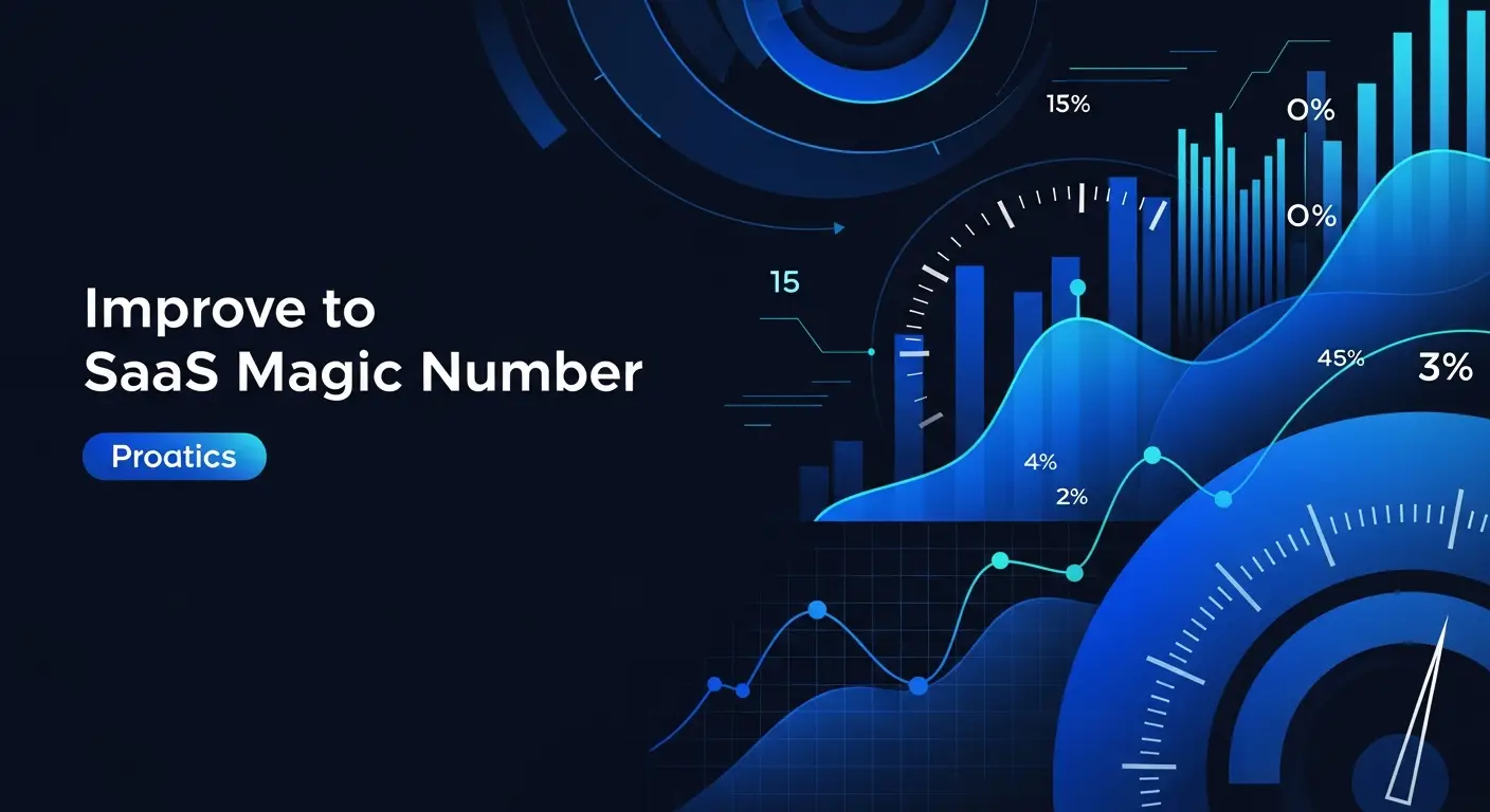 hero-saas-magic-number-5 - SaasCEO.com How to Improve Your SaaS Magic Number — Layered translucent geometric shapes suggesting data flow an