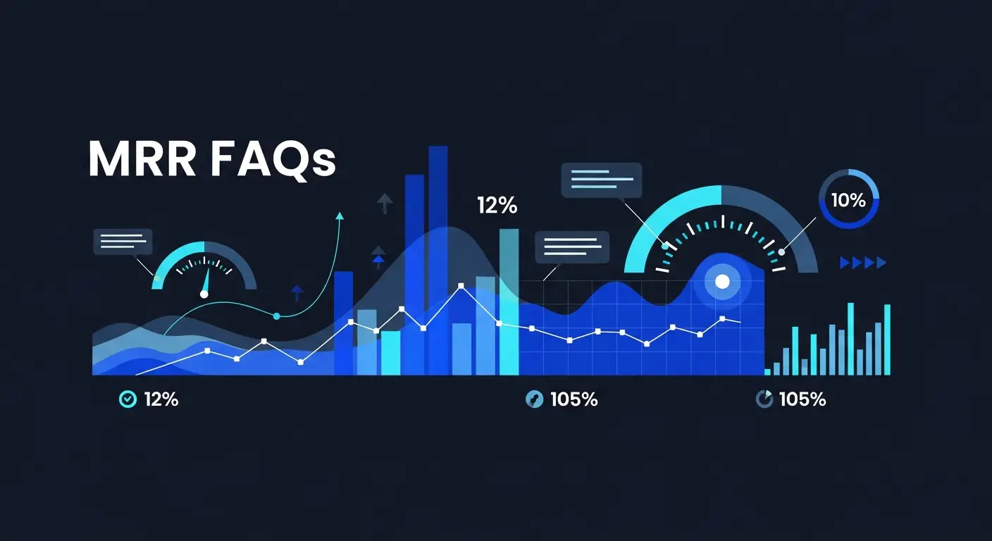 hero-what-is-mrr-in-business-5 - SaasCEO.com MRR FAQ — Layered translucent geometric shapes suggesting data flow an