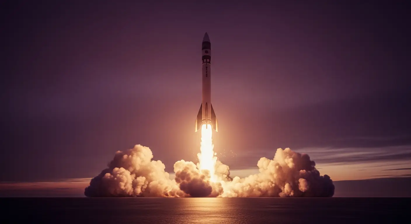 hero-what-is-saas-3 - SaasCEO.com Advantages of SaaS — Sleek rocket at the exact moment of ignition viewed from a l