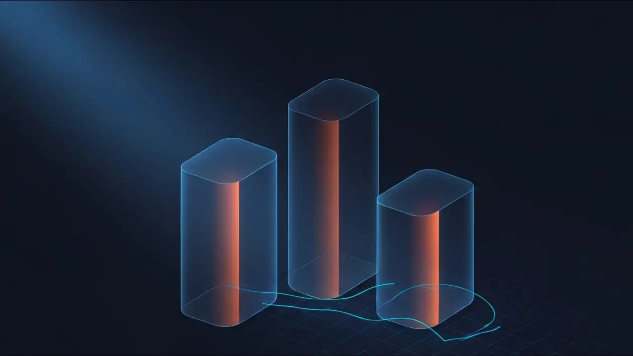 ideal-customer-profile-hero-1 - SaasCEO.com a three-step framework for identifying an ideal customer profile — three columns of translucent material at varying heights aga