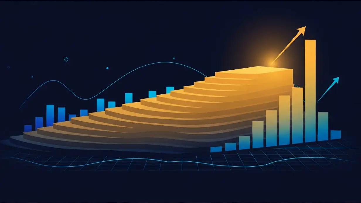 ideal-customer-profile-hero-2 - SaasCEO.com a 90-day playbook for building product, marketing, and sales around the chosen ICP — a wide horizontal terrain of stacked ochre layers ascending