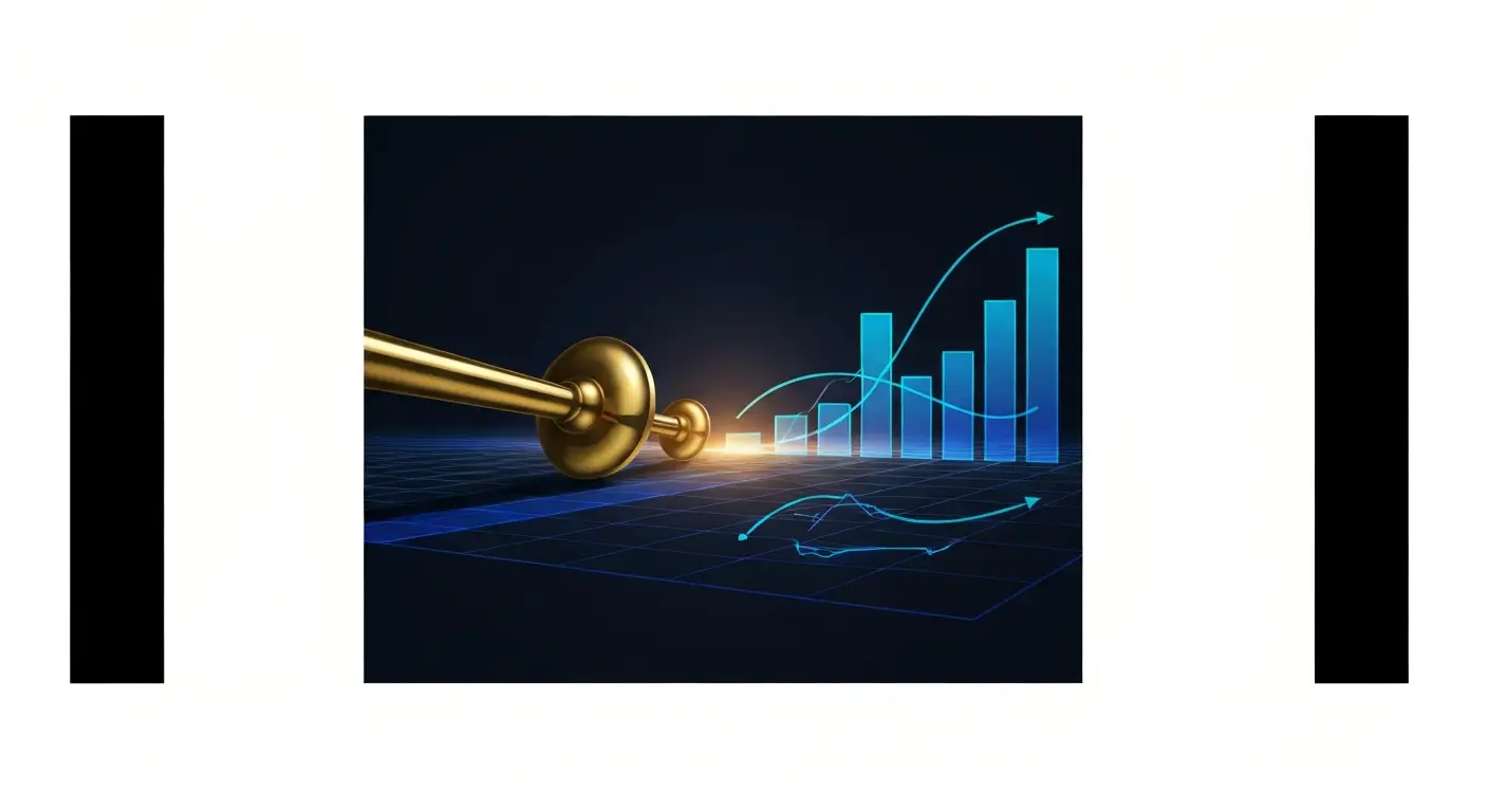 ideal-customer-profile-hero-3 - SaasCEO.com how early ICP selection decisions compound into terminal company valuation — a polished brass instrument tilted toward a wide horizon of