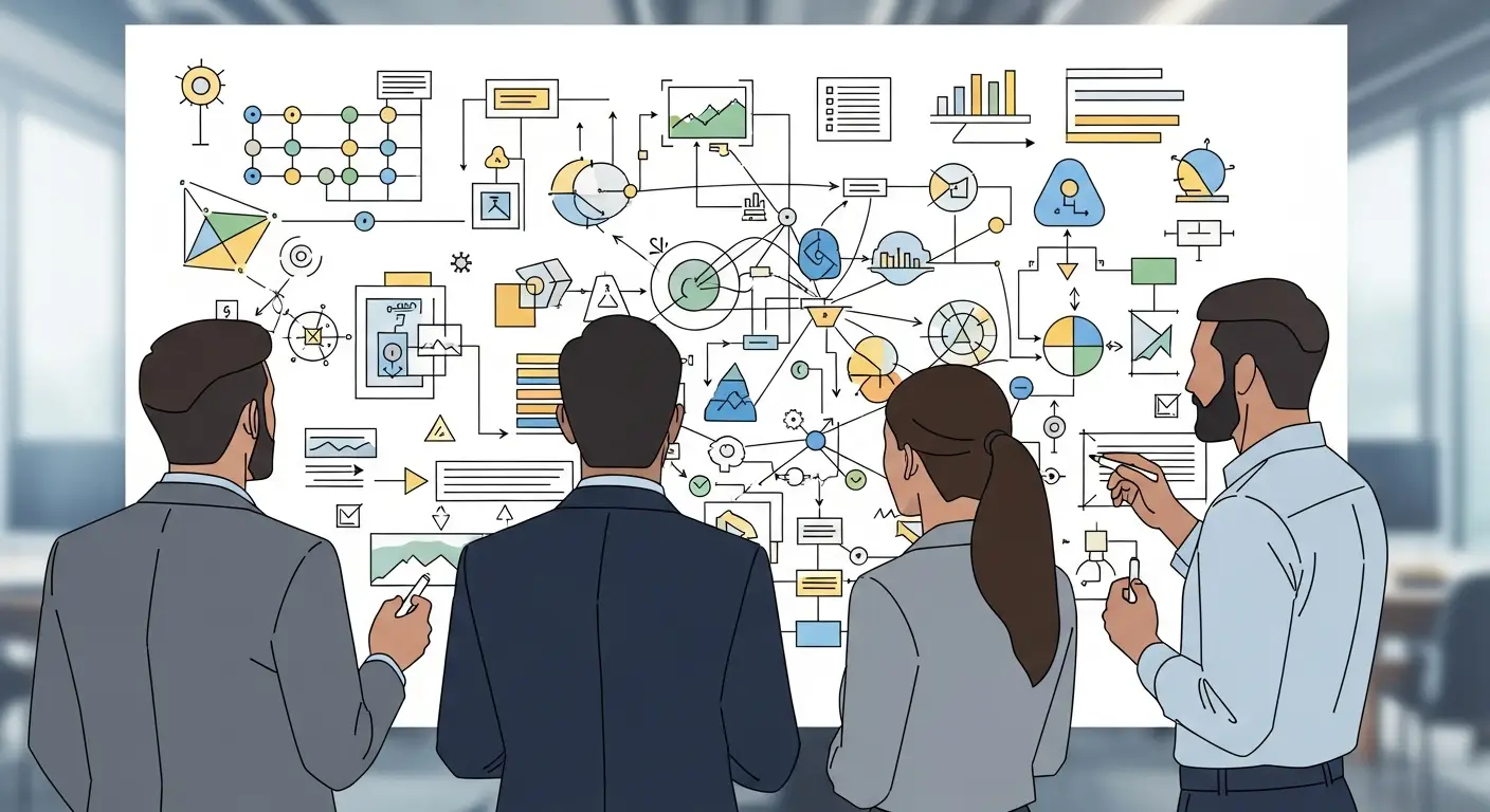 ideal-customer-profile-replace-1-2 - SaasCEO.com Resource Allocation: The Psychology of Choosing One ICP — A small team gathered around a whiteboard with diagrams, col