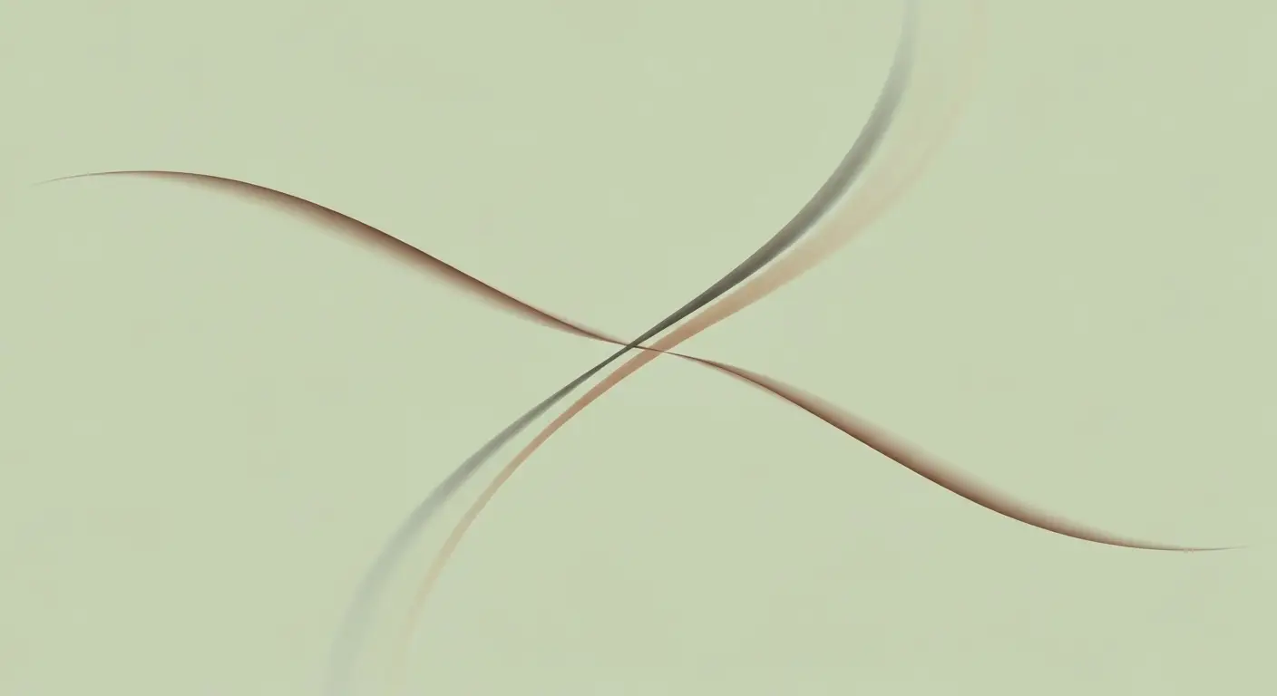 placeholder-24899-inbound-versus-outbound-lead-generation-1 - SaasCEO.com inbound versus outbound lead generation as complementary motions — Two thin curved arcs on a pale sage field, one arc moving inward toward a central convergence point in muted bronze, the other arc moving outward from the same point in slightly cooler bronze — inbound and outbound rendered as complementary motions of breath in and out.