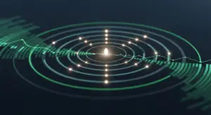 plg-companies-hero-1 - SaasCEO.com - SaasCEO.com Digital radar visualization with concentric circles, a bright center glow, and green signal lines and dots.