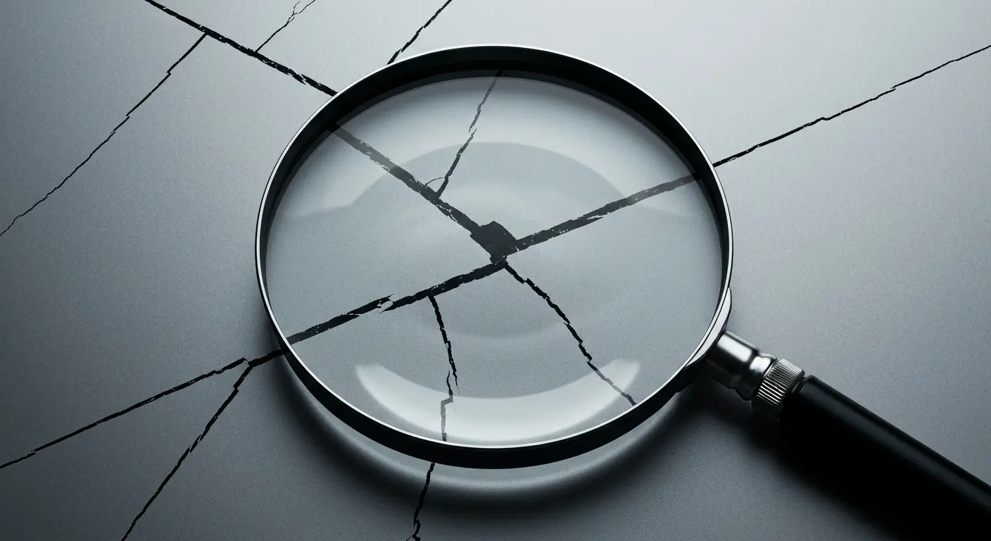 reduce-saas-churn-replace-1-3 - SaasCEO.com The Hidden Cost of Wrong ICP: Math That Reveals the Problem — A magnifying glass revealing hairline cracks in a smooth sur
