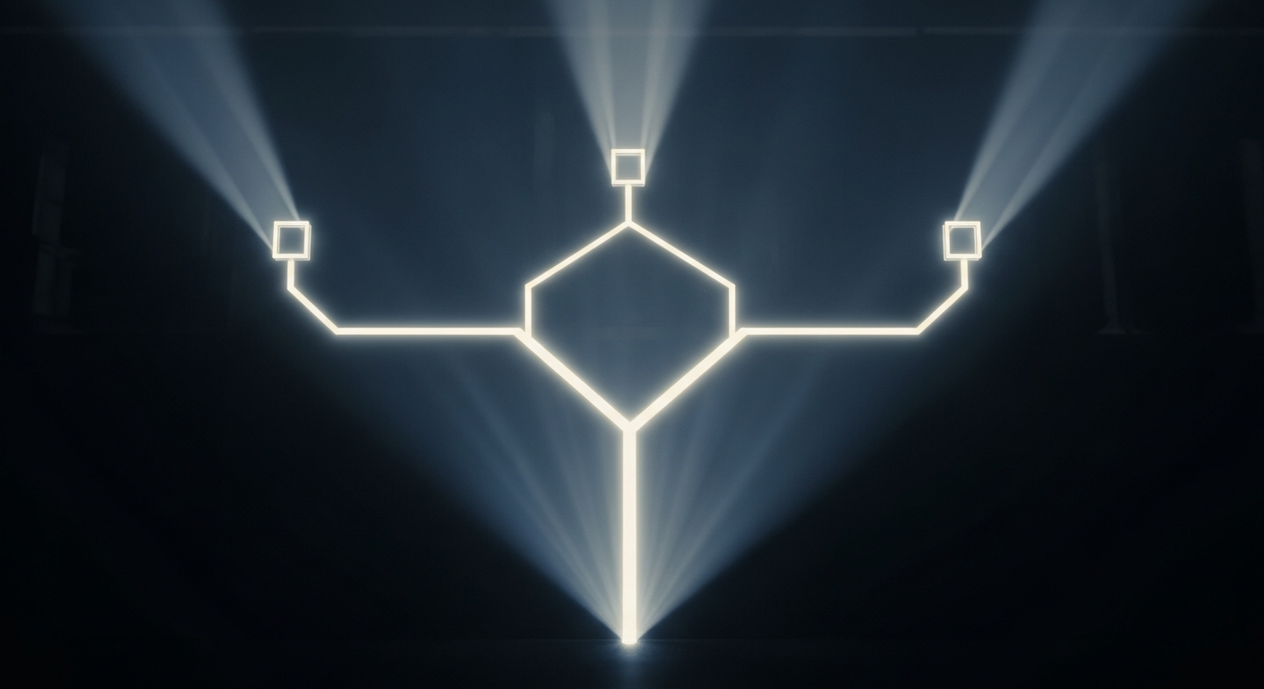 retention-rate-calculation-supp-24747-replace - SaasCEO.com decision framework for diagnosing and improving SaaS retention rate — a decision tree rendered as beams of light cutting through d