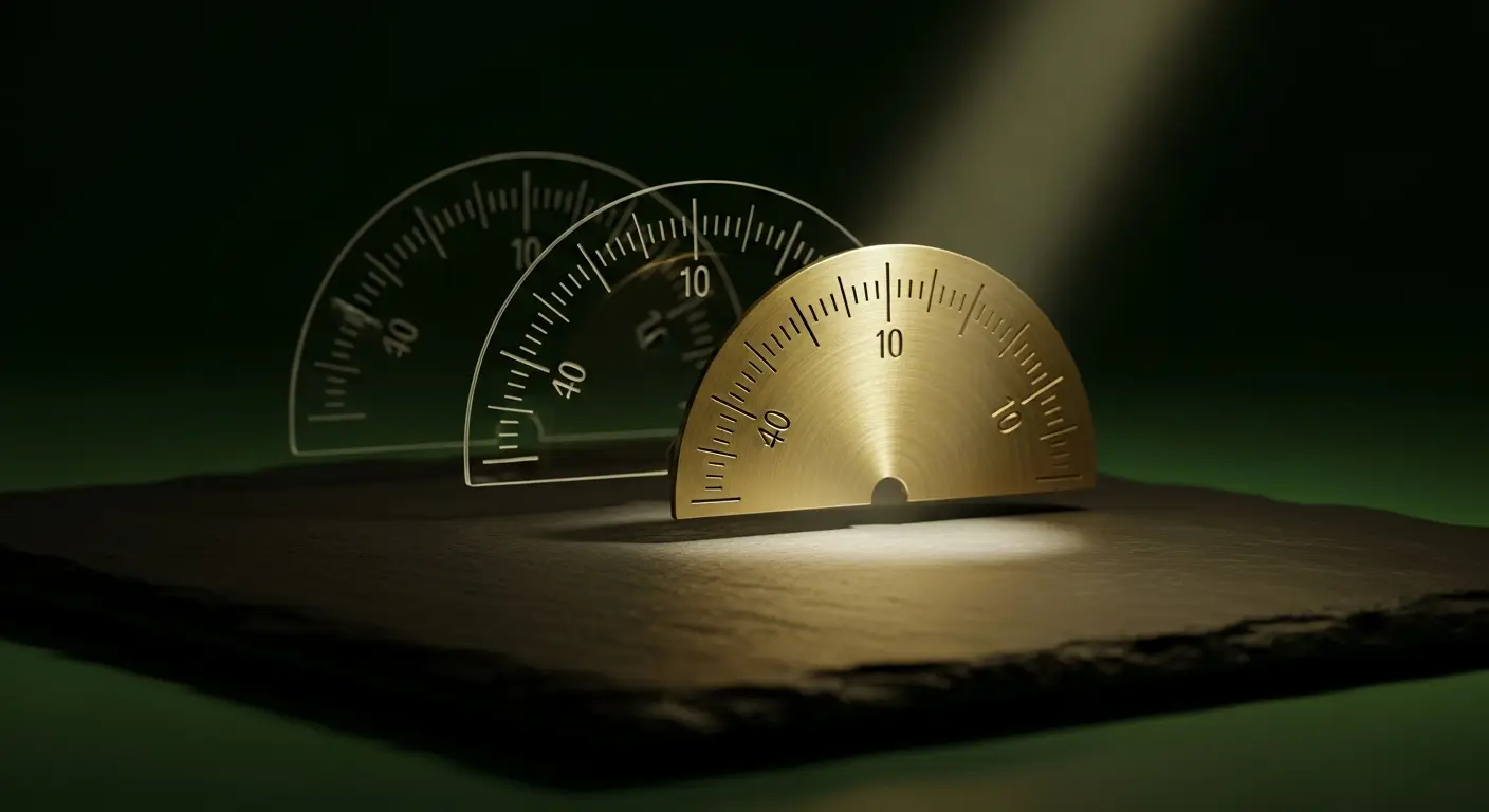 saas-acronyms-hero-1 - SaasCEO.com Consistent Metric Definitions — A single precision machined brass dial with finely engraved