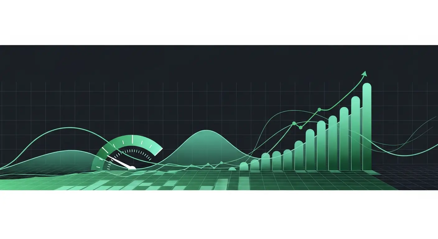 saas-analytics-hero-24 - SaasCEO.com Layer 1: The Enterprise Value Metrics — Ascending gradient bars and subtle grid lines forming an abs