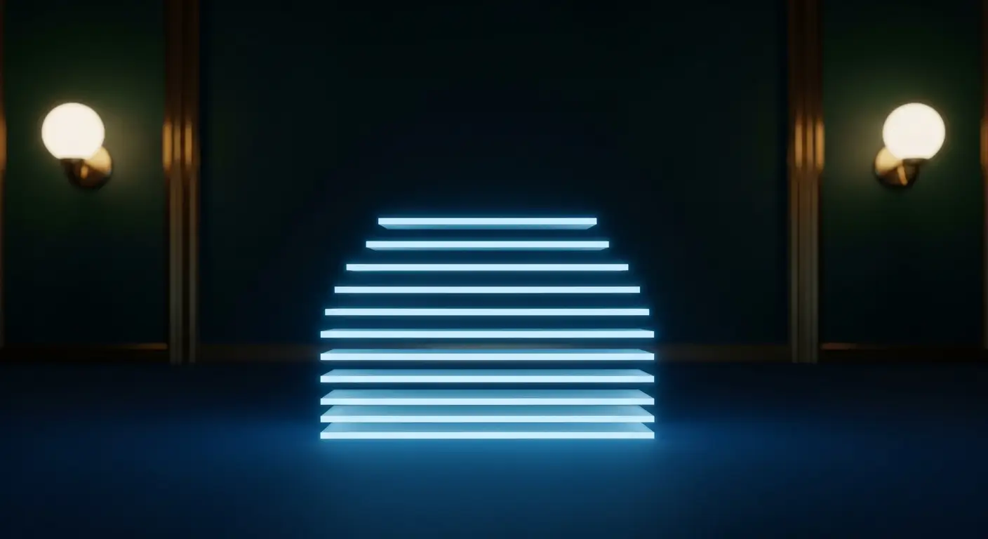 saas-analytics-hero-28 - SaasCEO.com How to Build an Analytics Stack You Actually Use — A clean tiered stack of glowing horizontal layers in translu