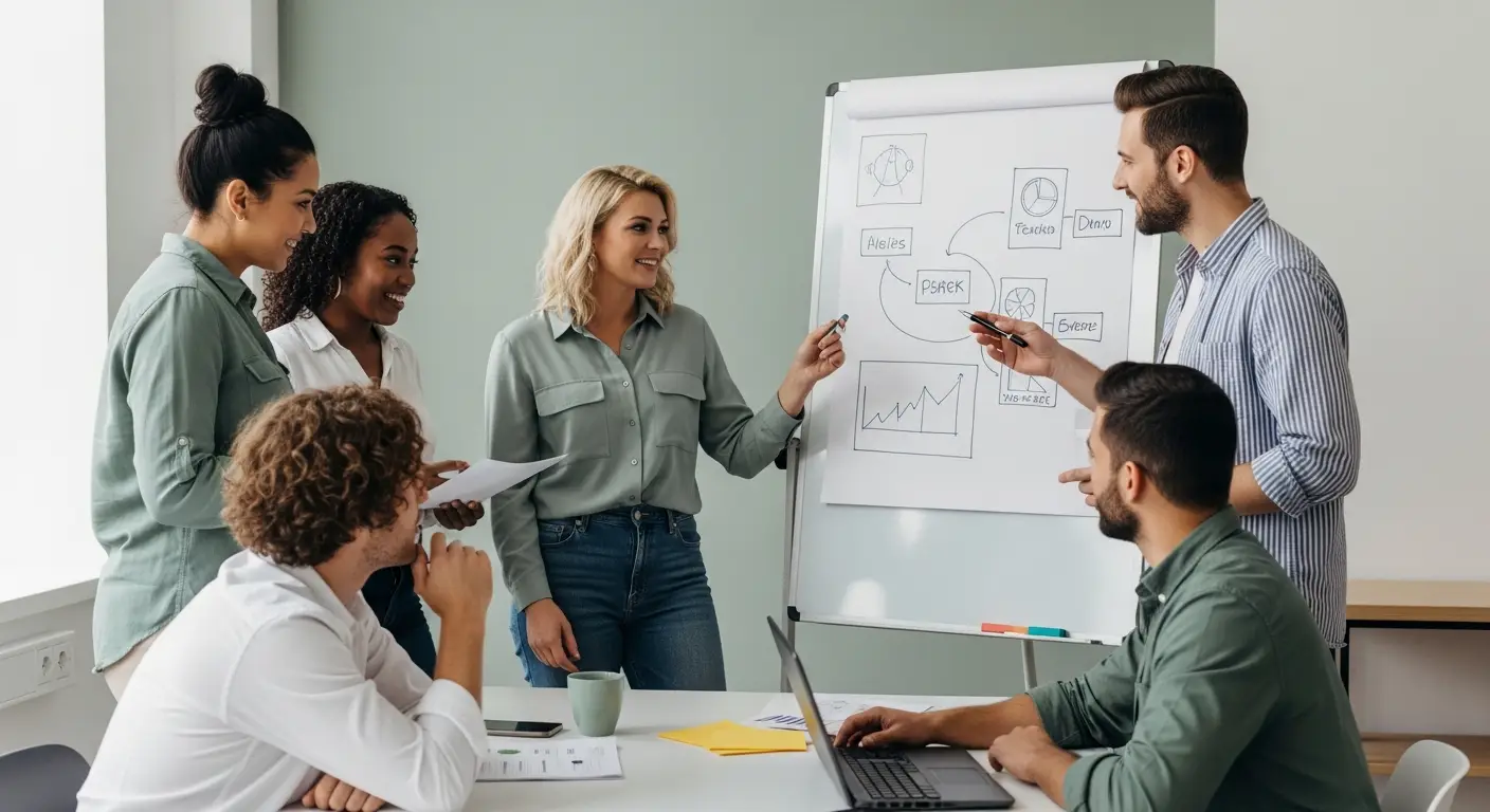 The Four Churn Formulas You Must Know Cold — A small team gathered around a whiteboard with diagrams, col