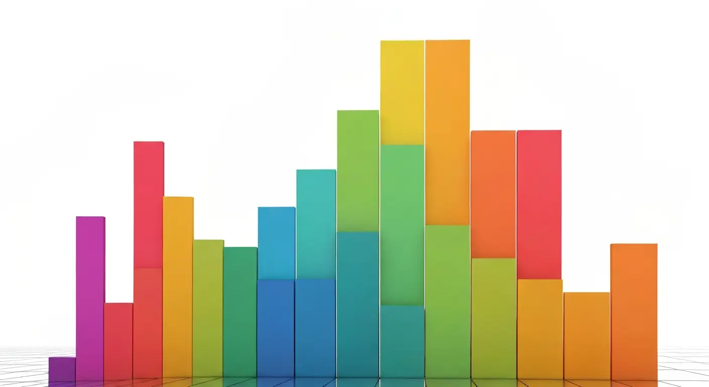 saas-churn-rate-supp-25207-replace - SaasCEO.com SaaS churn rate — a colorful 3D bar chart on a white background with bars of varying heights rising and falling across the series, illustrating how churn rate fluctuates period to period.