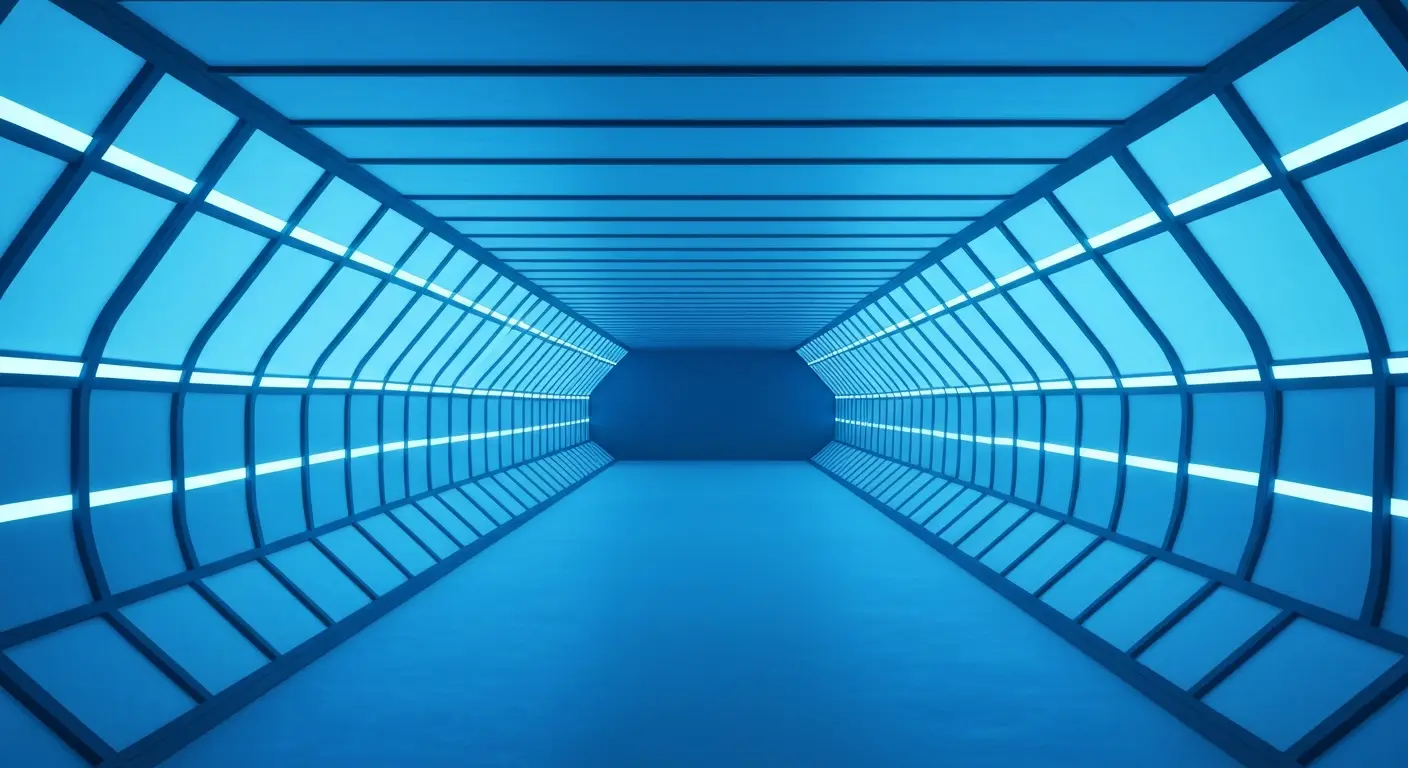 saas-company-valuation-supp-25296-replace - SaasCEO.com The 12-month valuation P&L window that begins before founders realize it — A long horizontal corridor of translucent blue light on deep