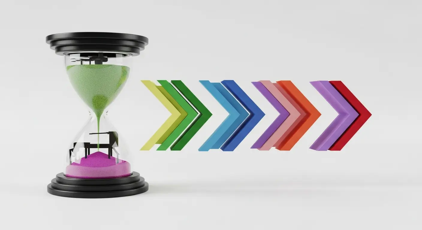 saas-exit-strategy-supp-24154-replace - SaasCEO.com SaaS exit timeline — layered hourglass or timeline arrow showing distinct phases