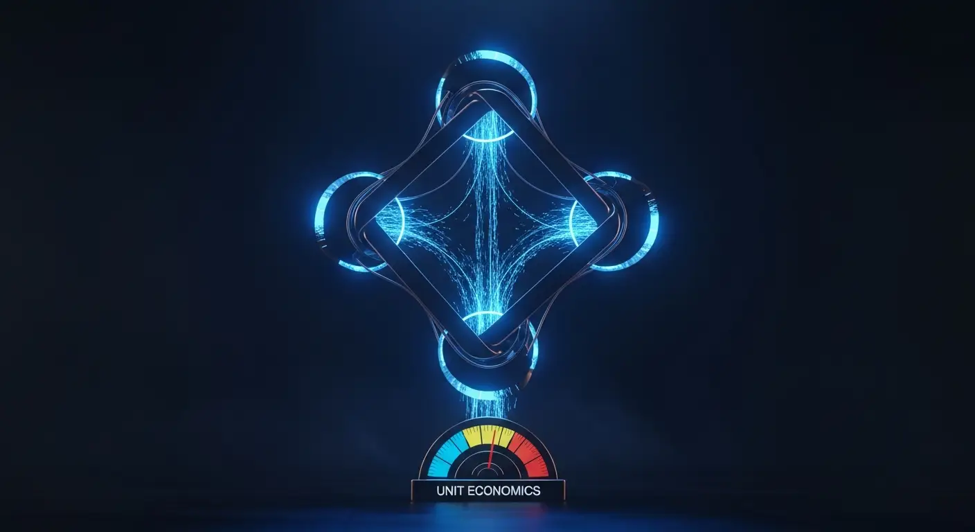 saas-growth-strategy-hero-1 - SaasCEO.com SaaS growth strategy five-decision framework — five abstract interlocking nodes arranged in a pentagon, eac