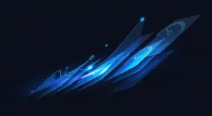 saas-kpis-new-hero - SaasCEO.com - SaasCEO.com Abstract blue futuristic interface with layered translucent panels and gauge indicators on a dark background