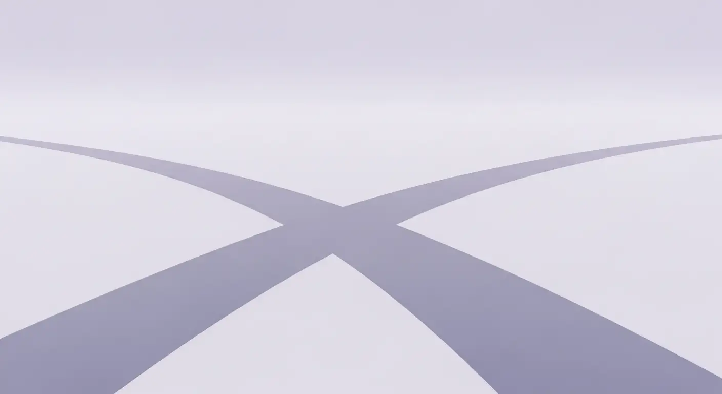 saas-magic-number-mistakes-replace - SaasCEO.com Soft abstract diverging paths and gentle geometric forms on a pale, evenly lit background, edge to edge, no text, suggesting choices and common pitfalls