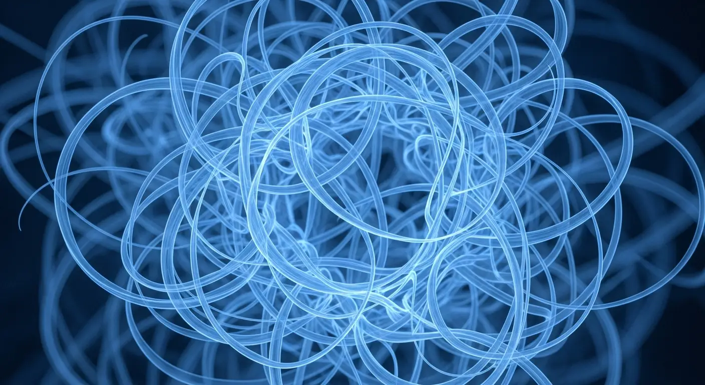 saas-marketing-metrics-supp-26993-replace - SaasCEO.com Frequently Asked Questions — A cluster of many fine cool-blue threads of light tangled at