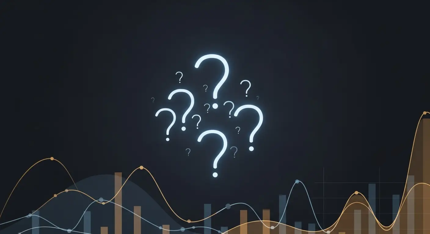 saas-revenue-hero-2 - SaasCEO.com Common questions about SaaS revenue being resolved into clear answers — A loose cluster of softly glowing cool-blue question-shaped curves of light resolving from haze into clean luminous arcs