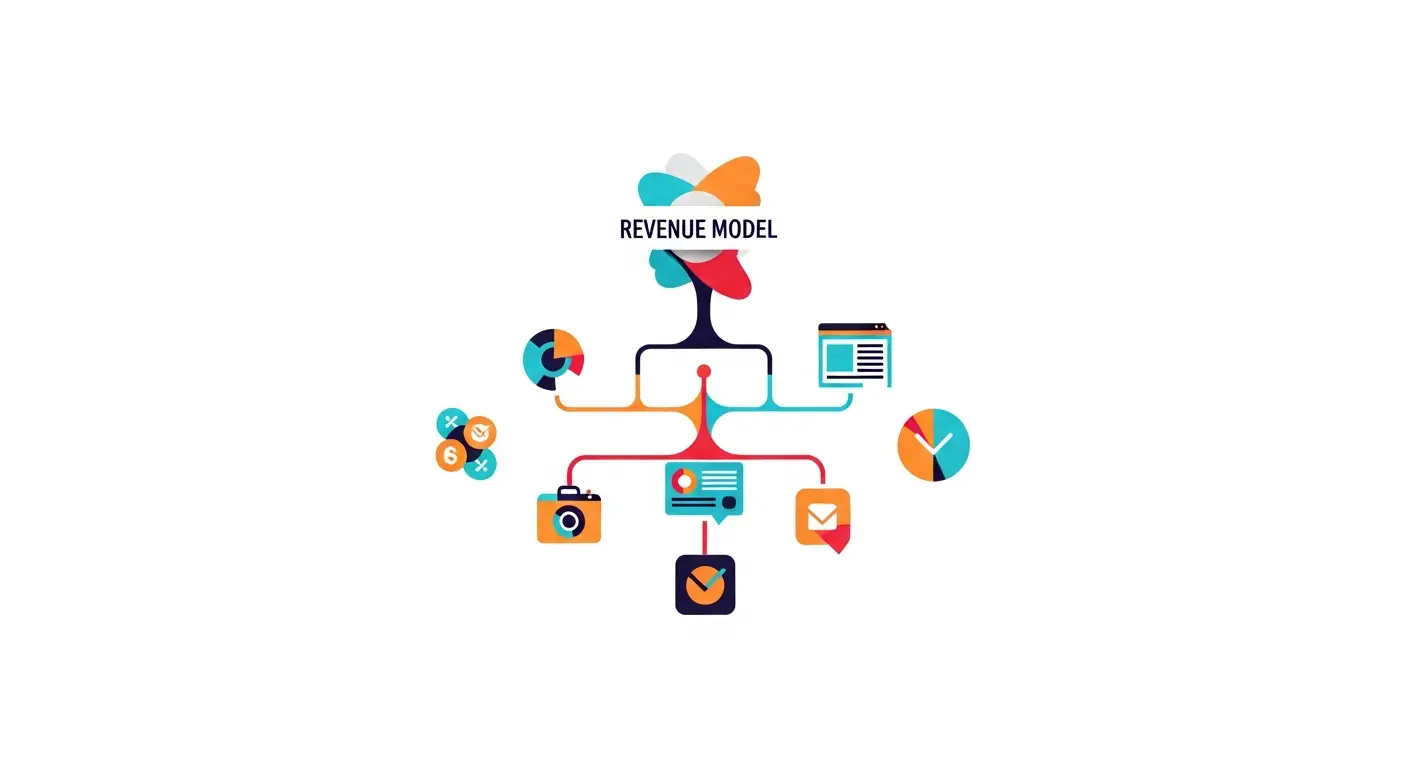 saas-revenue-model-supp-27311-replace - SaasCEO.com A hierarchy diagram showing how the revenue model sits above the pricing model, which sits above the pricing level, with each layer constraining the one below it — A hierarchy diagram showing how the revenue model sits above