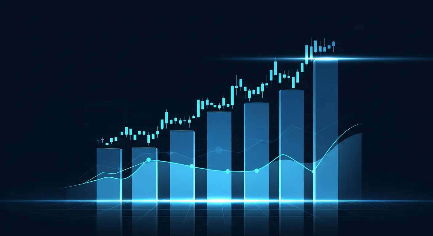 saas-valuation-multiples-hero-1 - SaasCEO.com The six drivers that move SaaS valuation multiples — A wide abstract scene on a deep navy field — six glowing tra