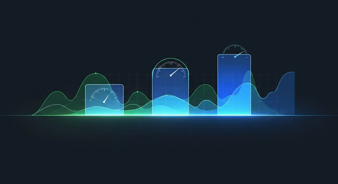 saas-valuation-multiples-hero-2 - SaasCEO.com One M ARR business priced at three different multiples — A wide abstract scene on a deep navy field — three transluce