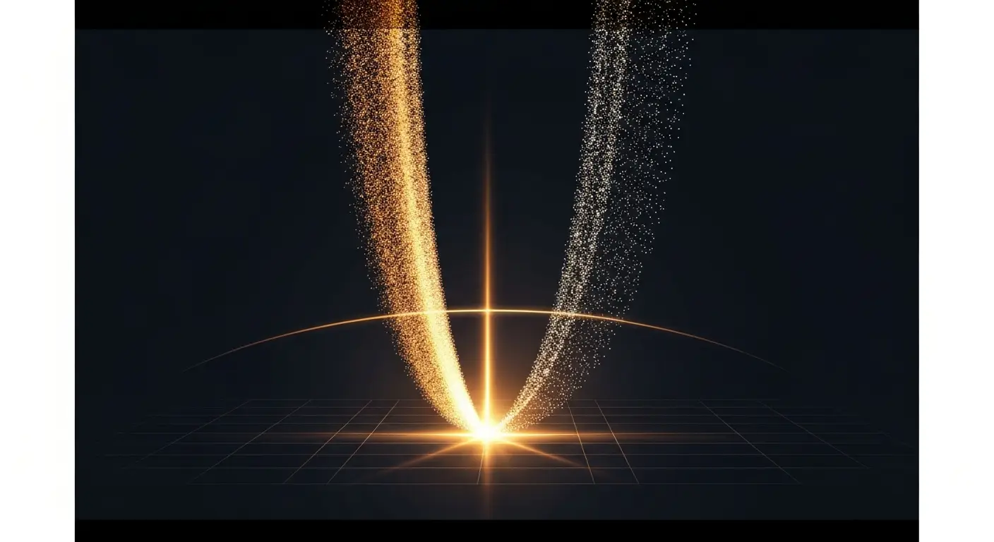 tam-slides-hero - SaasCEO.com Reconciling Top-Down and Bottom-Up Market Sizing — Two streams of light descending and ascending toward a singl