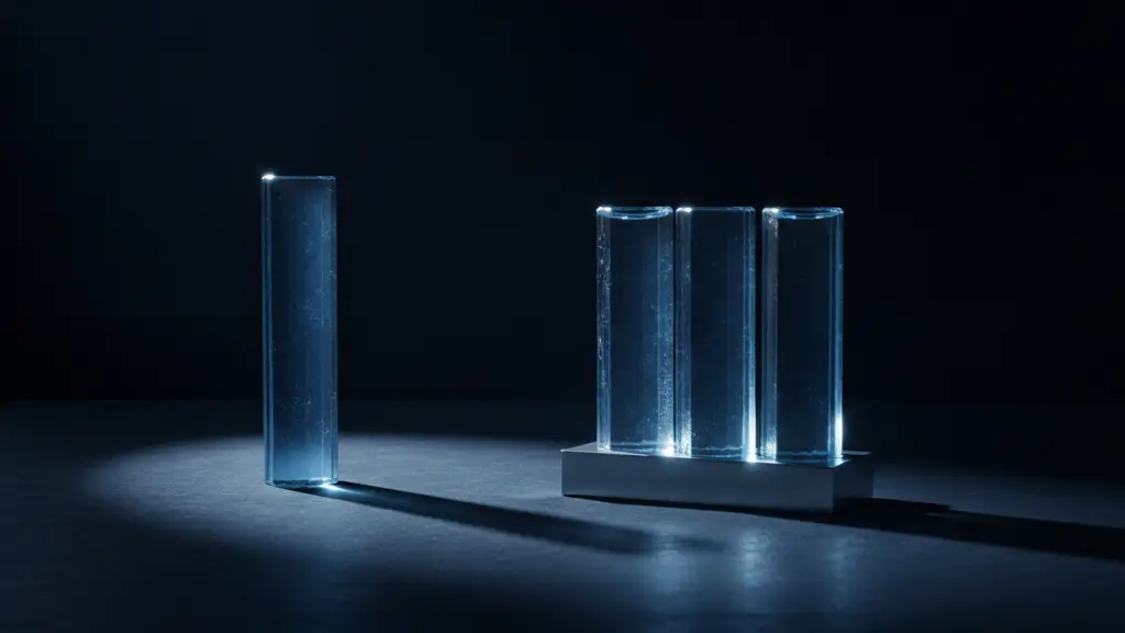 team-slide-pitch-deck-hero-1 - SaasCEO.com Key Person Risk — A single tall translucent blue column standing alone casting