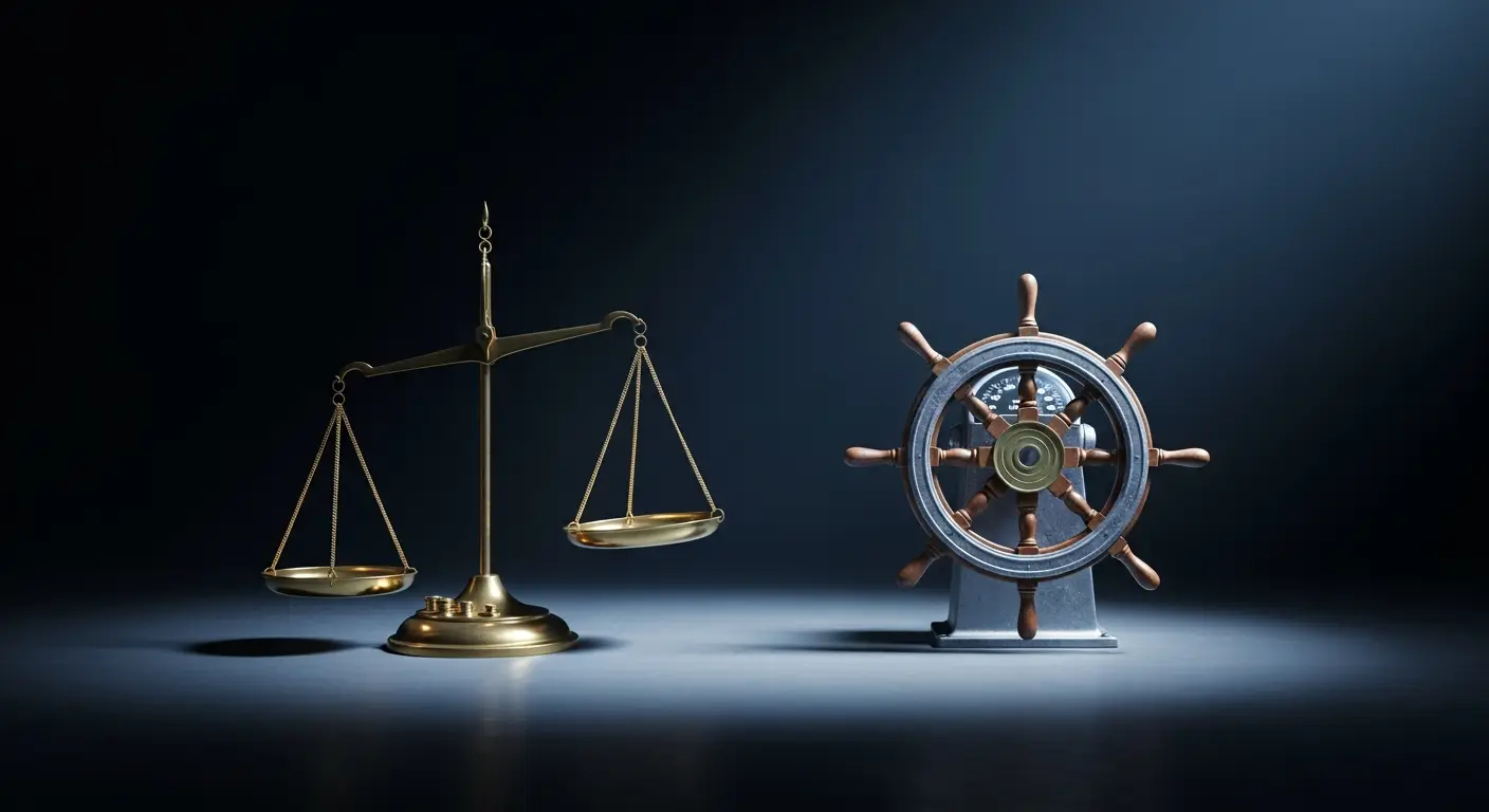 term-sheet-hero - SaasCEO.com Economic Versus Control Terms in a Term Sheet — Two contrasting weighing instruments side by side on a dark