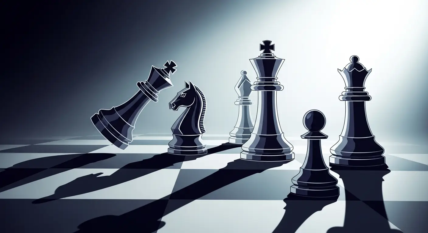 venture-debt-replace-1-1 - SaasCEO.com Who Qualifies for Venture Debt — Chess pieces on a board with dramatic directional lighting,