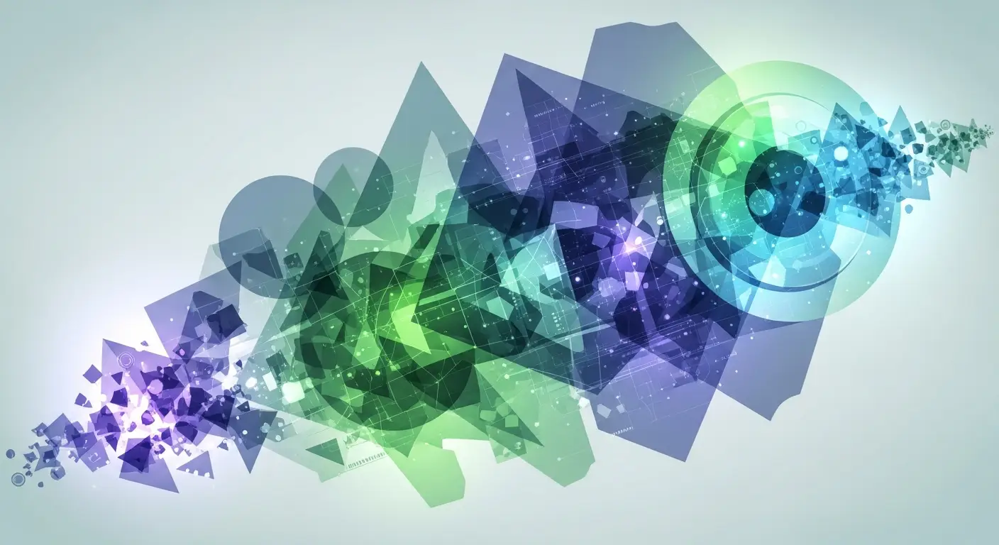 venture-debt-replace-1-3 - SaasCEO.com What Venture Debt Actually Is — Layered translucent geometric shapes suggesting data flow an