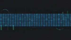 what-is-arr-hero-5 - SaasCEO.com - SaasCEO.com Abstract data visualization with blue square bars across a dark gradient, resembling a digital equalizer.