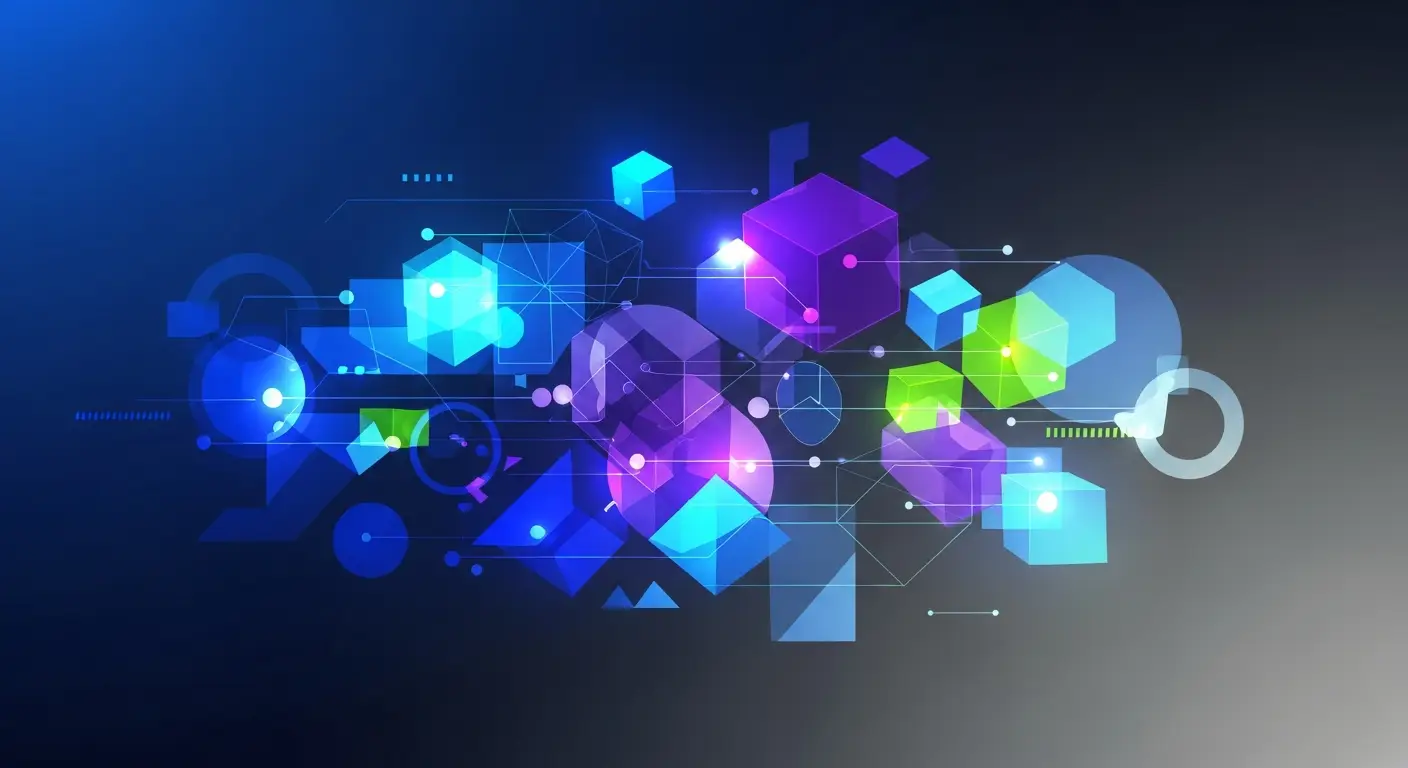 what-is-mrr-in-business-replace-2-1 - SaasCEO.com MRR FAQ — Layered translucent geometric shapes suggesting data flow an