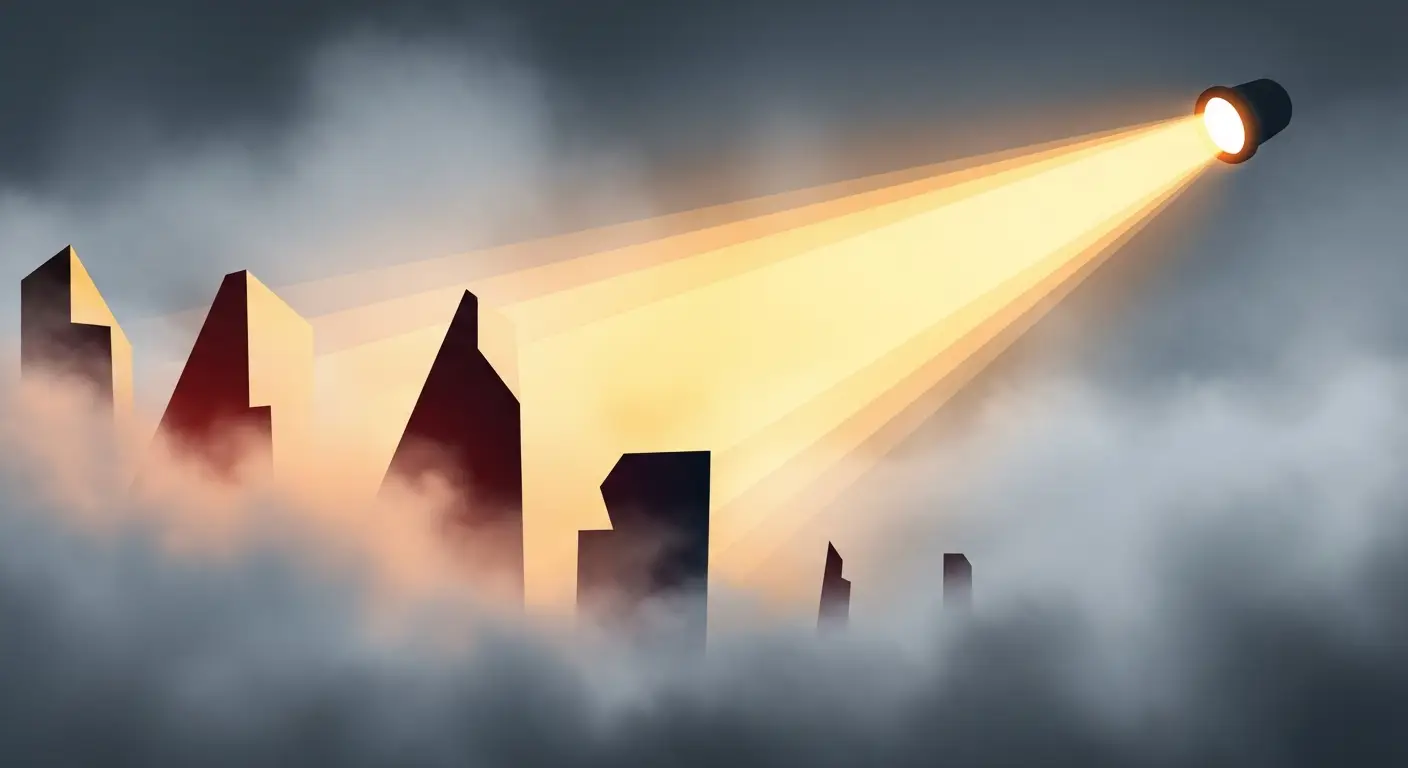 what-is-mrr-in-business-replace-2 - SaasCEO.com Common MRR Mistakes That Destroy Credibility — Warning beacon cutting through fog, illuminating obstacles a